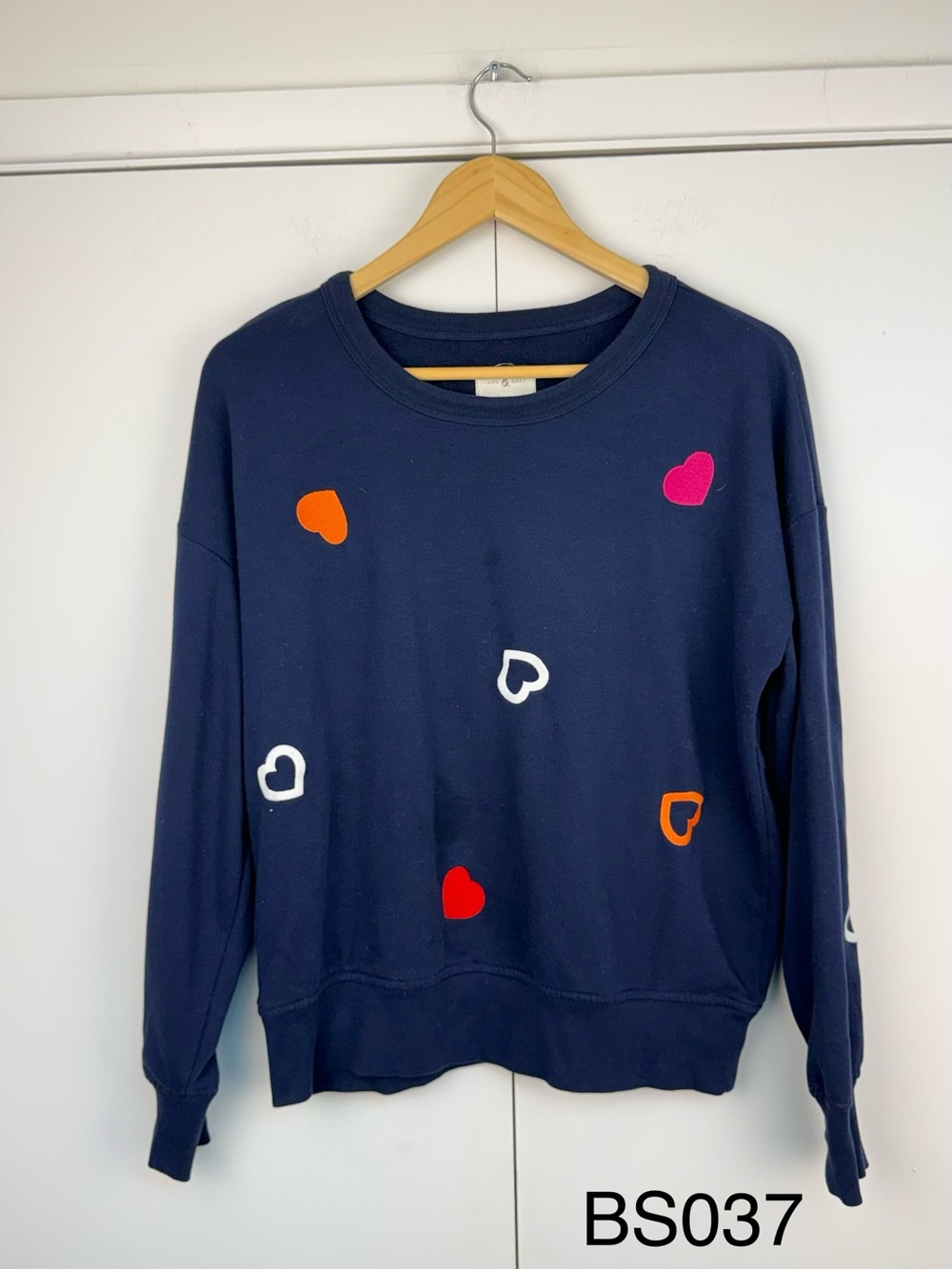 Lou & Grey Navy Embroidered Heart Sweatshirt Size M